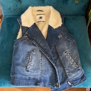 Anthropologie - Sherpa lined denim vest